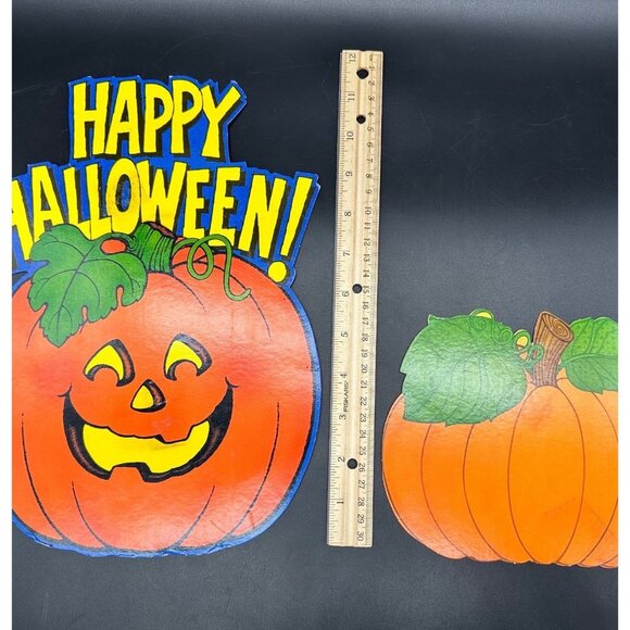 Vintage Halloween Decorations Jack O Lantern Pumpkin 1980s Retro Decor Orange - Picture 9 of 9